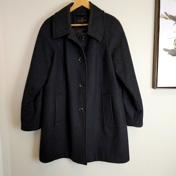 London Fog Dress Coat Men's Sz XL Dark Gray with Pockets - Picture 1 of 7